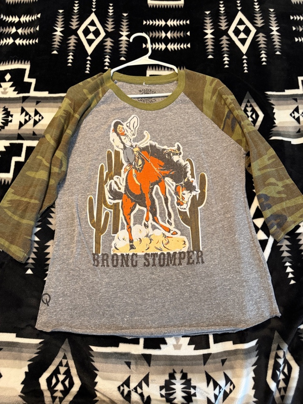 Bronc Stomper Tee & Olive Camo Raglan Tee